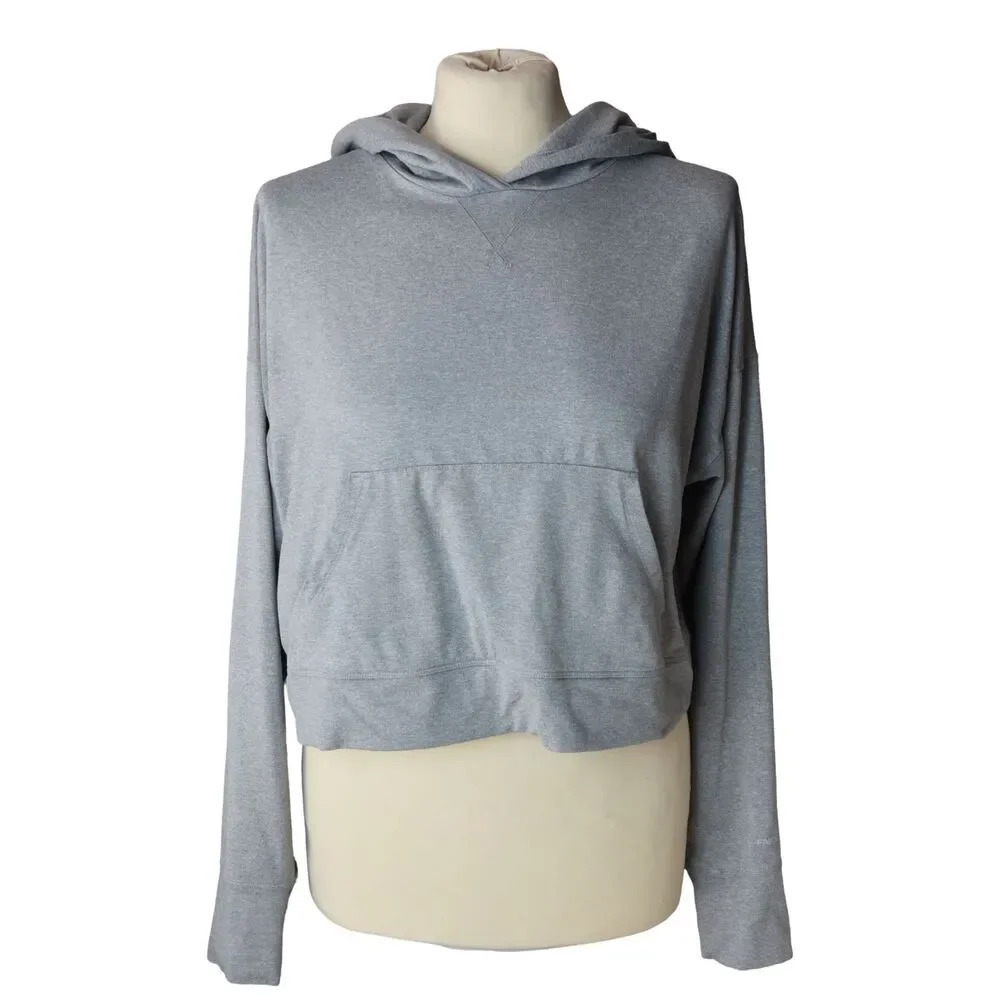 Fabletics Women's Cropped Lightweight Drapey Ash Grey Performance Hoodie M
